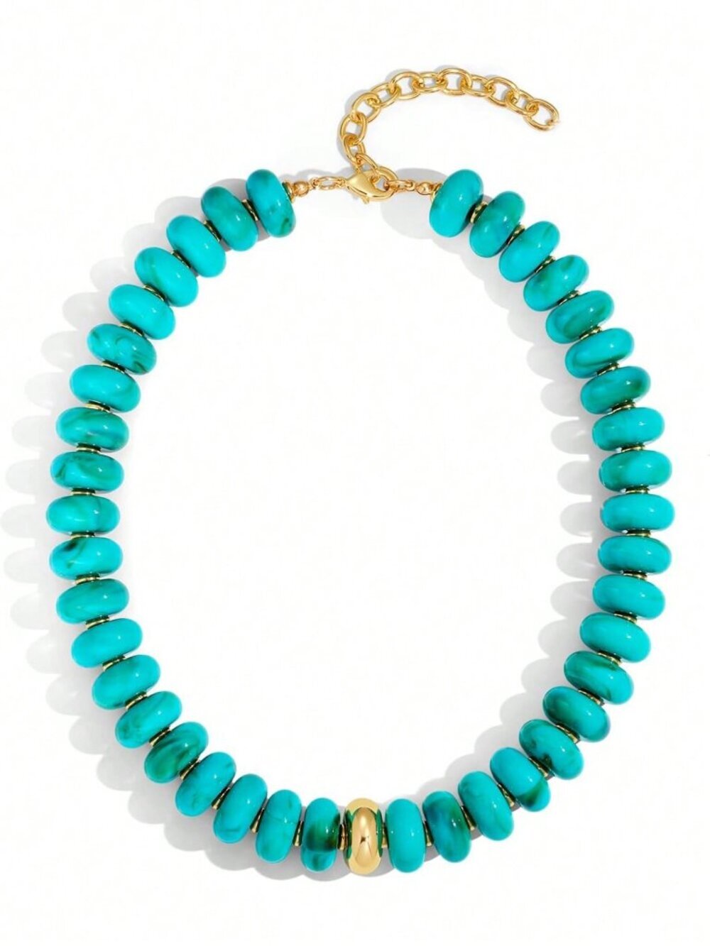 Multicolor Boho Women's Oversized Oval Bead Necklace